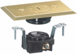 Tamper Resistant Floor Box with Single Receptacle, 15A 125V, Brass Plate