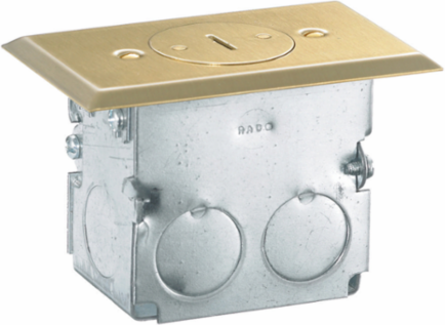 Residential Floor Box Kit, Tamper Resistant, 15A 125V, Brass, 4.20 Inch Width