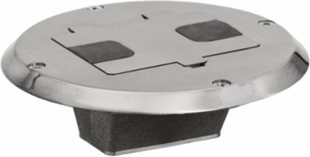 Floor Box with Flange and Door, Nickel Plated, 8 Inch Width
