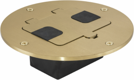 Floor Box with Tile Flange & Door, Brass, 6.250 Inch Width