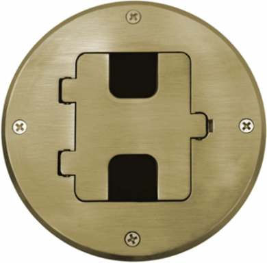 Floor Box with Tile Flange & Door, Brass, 6.250 Inch Width