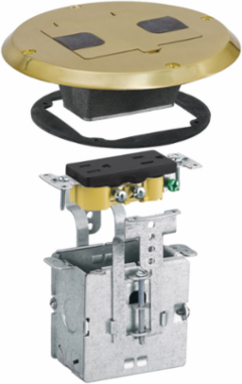 Floor Box Kit, 1-Gang, Brass, 5.800 Inch Width