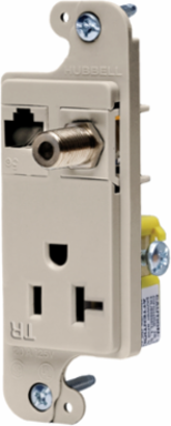 J-Load Media Outlet 20A 125V Tamper Resistant Receptacle, 1-Gang, Light Almond
