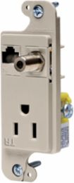 J-Load Media Outlet 15A 125V Tamper Resistant Receptacle, Light Almond, 1-Gang Standard Sized
