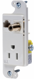 J-Load Media Outlet, 15A 125V Tamper Resistant Receptacle, Cat 6 Jack, White