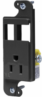 J-Load Media Outlet, 15A 125V, 2-Port, Tamper Resistant, Black