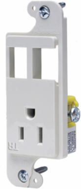 J-Load Media Outlet, 15A 125V, 2-Port, White, 1-Gang Standard Sized