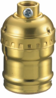 Keyless Incandescent Lamp Socket, Brass Shell, 600W, 250V AC, Medium Base