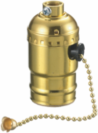 Incandescent Lamp Socket Pull Chain Brass Shell 600W 600V Medium Base