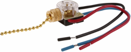 Pull Chain Switch 2 Circuit 6A for Lamp Switches, Width 3.760 Inch