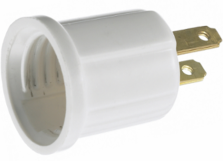 5-15R to Medium Base Adapter, Plug-In, 15 A, White, Indoor Use
