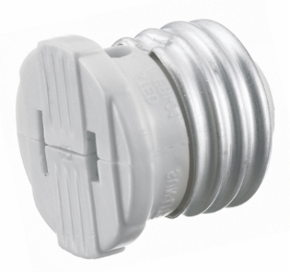 Residential Grade Plug-In Adapter, Medium Base to 1-15R, 15 A, 125 VAC
