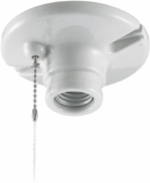 Medium Base Lamp Holder with Pull Chain, 600W 250V, 4.600 Inch Width, 2 Terminals