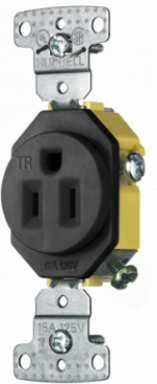 Tamper Resistant Receptacle, 15A 125V, 2-Pole 3-Wire Grounding, Black