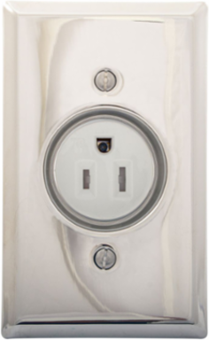 Stainless Steel Tamper Resistant Clock Hanger Receptacle 15A 125V 2-Pole 3-Wire