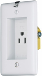 Tamper Resistant Clock Hanger Receptacle 15A 125V 2-Pole 3-Wire Grounding White