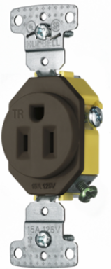 Tamper Resistant Straight Blade Receptacle 15A 125V, 2-Pole 3-Wire Grounding, Brown