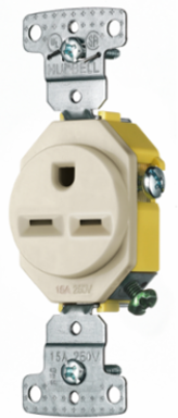 Residential Grade 15A Straight Blade Receptacle 250V, 2-Pole 3-Wire Grounding