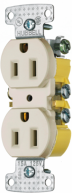 Straight Blade Receptacle Duplex 15A 125V, 2-Pole 3-Wire Grounding, Push Terminals
