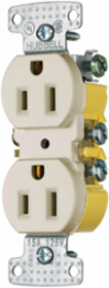 Straight Blade Receptacle Duplex 15A 125V, 2-Pole 3-Wire Grounding, Push Terminals