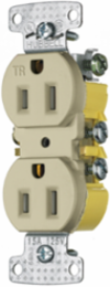 Tamper Resistant Duplex Receptacle, 15A 125V, 2-Pole 3-Wire Grounding, Ivory