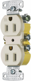 Tamper Resistant Duplex Wall Receptacle, 15A 125V, 2-Pole, 3-Wire Grounding