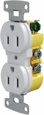 Tamper Resistant Duplex Receptacle, 15A 125V, 2-Pole 3-Wire, White