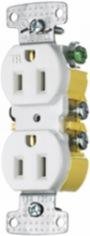Tamper Resistant Duplex Receptacle, 15A 125V, 2-Pole 3-Wire, White