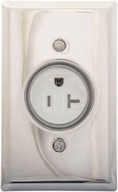 Straight Blade Clock Hanger Receptacle, 20A 125V, Tamper Resistant, 5-20R