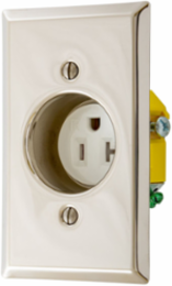 Straight Blade Clock Hanger Receptacle, 20A 125V, Tamper Resistant, 5-20R