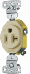 Straight Blade TR Single 20A Receptacle, 2-Pole 3-Wire, 125V, Tamper Resistant