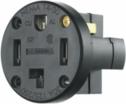 30 Amp Dryer Outlet 125/250V 3-Pole 4-Wire NEMA 14-30R Black