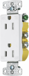 Weather Resistant Decorator Duplex Receptacle, 15A 125V, 2-Pole 3-Wire, White