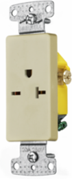 Single Decorator Receptacle, Self Grounding, 20A 250V, 2-Pole 3-Wire, Ivory