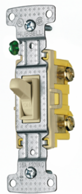 Illuminated Toggle Switch, 15A 120V AC, Ivory, 3.25 Inch Width