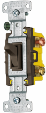 Residential Grade 15A 120V AC Brown Toggle Switch, Three Way, CSA Certified