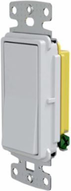 Residential Grade Rocker Switch, Single Pole, 15A 120/277V AC, Push Wired