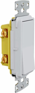 Residential Grade Rocker Switch, Single Pole, 15A 120/277V AC, Push Wired