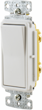 Residential Grade Rocker Switch, Single Pole, 15A 120/277V AC, Push Wired