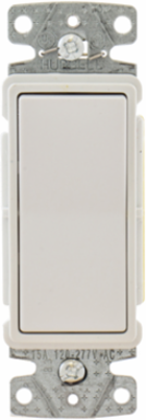 Decorator Rocker Switch, 15A 120/277V AC, Three Way, White