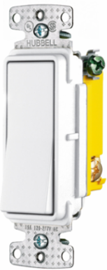 Decorator Rocker Switch, 15A 120/277V AC, Three Way, White