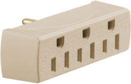 Residential Grade Adapter, Single to 3 Outlet, 15A 125V, Ivory
