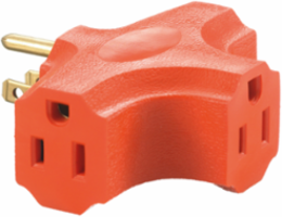Heavy Duty Residential Grade Adapter, Single to 3 Outlet 15A 125V, 2-Pole 3-Wire