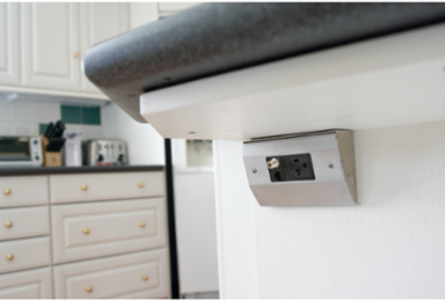 Under Cabinet Distribution Box, 3.600 Inch, GFCI, Metallic, Stainless Steel