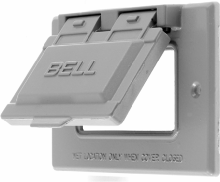 Weatherproof Wallplate, 1-Gang Duplex Opening, Horizontal, Gray