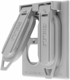 Weatherproof 2-Gang Duplex Wallplate, Vertical Mount, Gray