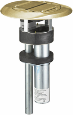 Fire Rated Poke-Through, 3-Unit, 20A 125V, 4 Inch Opening, Brass Finish
