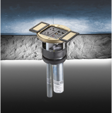Fire-Rated Poke-Through Fitting, 3/4 Inch EMT Power, 1-1/2 Inch EMT Data