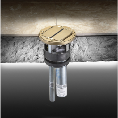 Fire-Rated Poke-Through Fitting, 3/4 Inch EMT Power, 1-1/2 Inch EMT Data