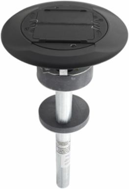 Fire-Rated Poke-Through with Dual Openings, 4 Inch Core Hole, Black Finish